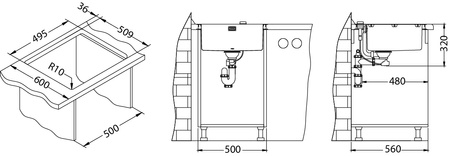 Monarch PURE 30 GOLD QC steel sink 515x525mm Quick Close drain