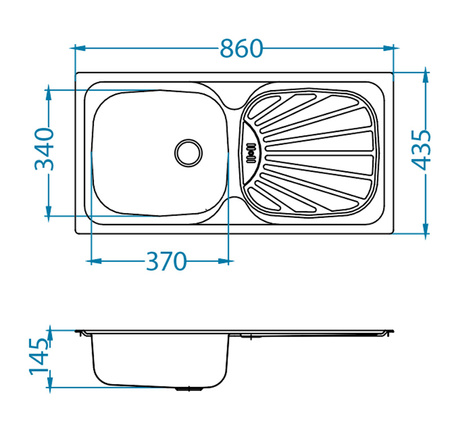 BASIC 80 LEN 86x43.5 1K zlew wpuszczany + odpływ zatyczkowy z syfonem