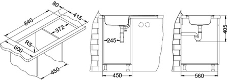BASIC 60 SAT 86x43.5 1K zlew wpuszczany