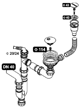 SYFON pojedynczy zatyczkowy, przelew full-volume, Intermezzo 30, 130, fi 114