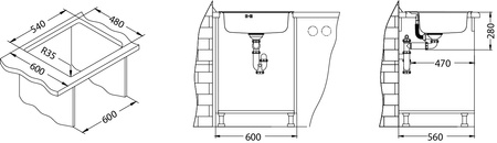 MORE 10 SAT 56x50 1K zlew wpuszczany + syfon