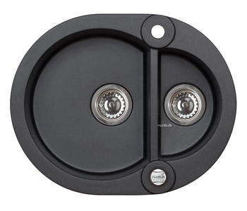 ROLL 80 kol. 91 czarny (59,5x47,5) zlew Granital 1,5kom. z syfonem POP-UP