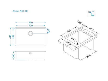 Nox 60 FS/U Satyna komory podwieszane