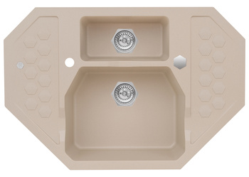 SENSUAL 60 kol. 02 pebble (90x61) zlewl Granital+ narożny 1,5kom. z syfonem POP-UP