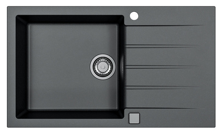 CADIT 40 kol.  91 BLACK (860x500) Granital 1 compartment sink. with POP-UP 3 1/2 siphon"
