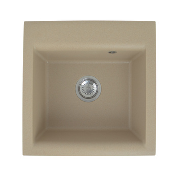 GEM 10 kol. 55 BEŻ zlew Granital 1 kom (50x50x18) z syfonem Fi114 manualnym