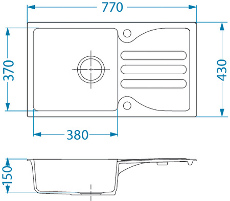 GALAPAGOS kol. 11 white (780x435) Granital sink with POP UP siphon