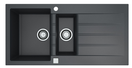 CADIT 80 kol. 91 BLACK (1000x500) Granital 1.5 compartment sink. with POP-UP 3 1/2 siphon"