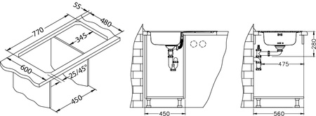 ZOOM 20 SAT 79x50 1K zlew wpuszczany + odpływ zatyczkowy z syfonem