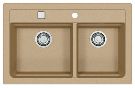ATROX 50 kol. 55 Beige Granital 2 compartment sink. with POP-UP 3 1/2 siphon"