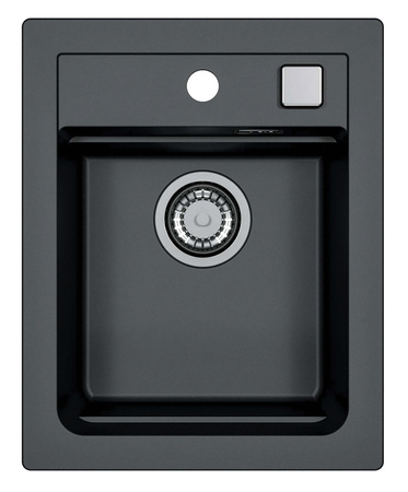 ATROX 10 kol. 91 BLACK Granital sink (400 x 500) 1 compartment. with POP-UP 3 1/2 siphon"