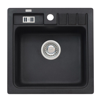 NIAGARA 20 kol. 91 czarny (46,5x46,5) Granital zlew 1kom. z syfonem manualnym