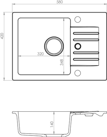 FOXTROT 30 kol. 55 beż (58x42) zlew Granital 1kom. z syfonem POP-UP
