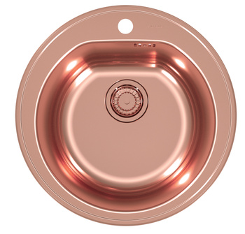 Monarch FORM 30 MIEDZ fi51X18,5 1K zlew wpuszczany z odpływem zatyczkowym fi 114 z syfonem