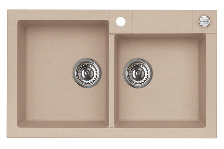 ROCK 90 kol. 55 beige (78x48) Granital 2kom sink. with POP-UP siphon