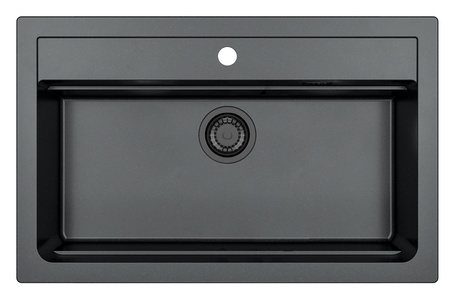ATROX 40 BLACK EDITION kol. 91 BLACK Granital sink (790 x 500) 1 compartment. with manual siphon 3 1/2" - SIPHON BLACK
