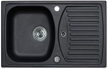 Record 30 kol.91 czarny (78x48) zlew Granital z syfonem POP-UP
