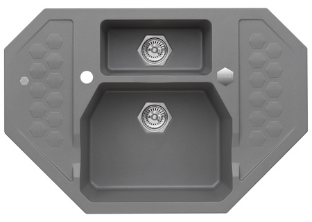 SENSUAL 60 kol. 04 steel (90x61) zlewl Granital+ narożny 1,5kom. z syfonem POP-UP