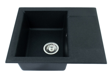 GEM 20 kol. 91 CZARNY zlew Granital 1 kom (59x50x18) z syfonem Fi114 manualnym