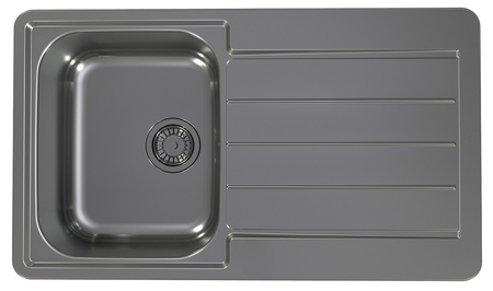 Monarch LINE 20 ANTRACYT 86x50 zlew wpuszczany zodpływem zatyczkowym fi 114 z syfonem