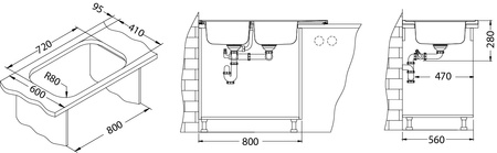 CLASSIC Pro 80 SAT 100x60 2K overlay sink with drainer + siphon