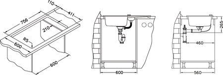 NIAGARA 70 kol. 91 POP-UP czarny Granital 1,5K zlew wpuszczany + odpływ z syfonem