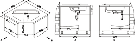 NIAGARA 60 kol. 11 white (90x50) Granital corner sink 1.5kom. with POP-UP siphon
