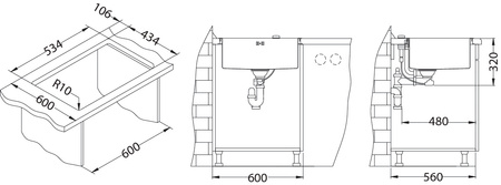 Monarch QUADRIX 50 BRĄZ zlewozmywak stalowy 550x450mm