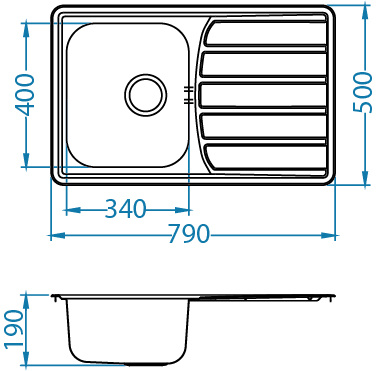 ZOOM MAXIM 20 SAT 79x50 1K zlew wpuszczany z syfonem
