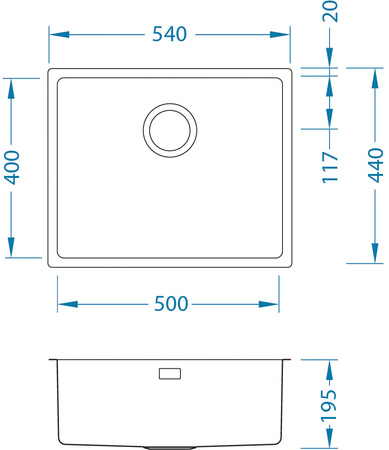 Monarch KOMBINO 50 F/S MONEY steel sink 540x440mm