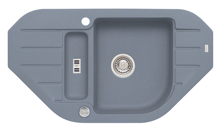 NIAGARA 60 kol. 04 steel (90x50) Granital+ zlew narożny 1,5kom. z syfonem POP-UP