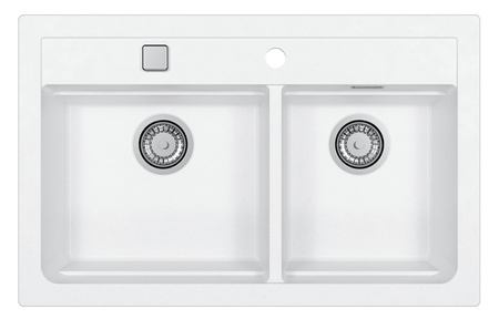 ATROX 50 kol. 11 White Granital 2 compartment sink. with POP-UP 3 1/2 siphon"
