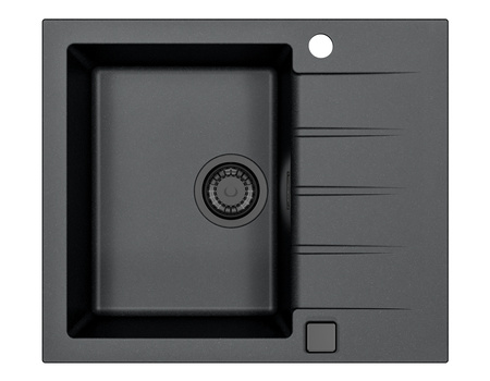 CADIT 10 BLACK EDITION kol. 91 BLACK (590x500) Granital 1 compartment sink. with POP-UP 3 1/2" siphon - SIPHON BLACK