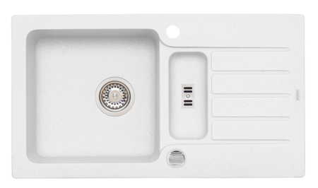 NIAGARA 70 kol. 11 POP-UP biały Granital 1,5K zlew wpuszczany + odpływ z syfonem