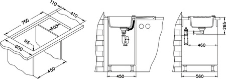 NIAGARA 30 kol. 11 white (78x43.5) Granital 1kom sink. with POP-UP siphon
