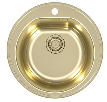 Monarch FORM 30 ZŁOTY fi 51X18,5 1K zlew wpuszczany z odpływem zatyczkowym fi 114 z syfonem