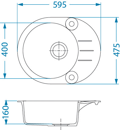 ROLL 40 kol. 91 black (59.5x47.5) Granital 1kom sink. with POP-UP siphon