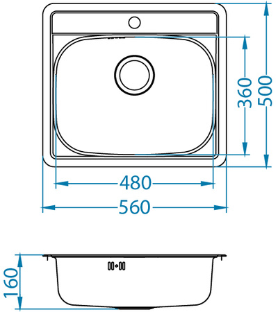 MORE 10 SAT 56x50 1K zlew wpuszczany + syfon