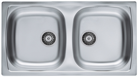 BASIC 160 SAT 78x43.5 2K fi 114 inset sink + stopper drain with trap