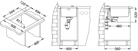 Monarch KOMBINO 20 ANTRACITE steel sink 380x440mm