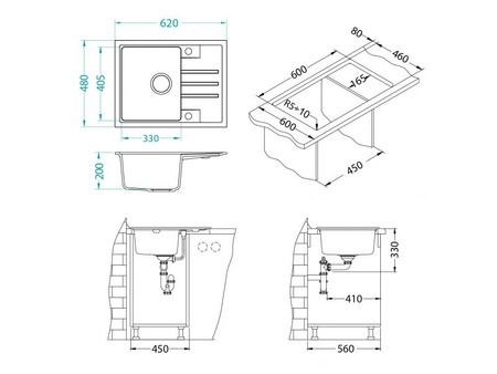 Intermezzo 30 czarny 91 (62x48) z syfonem manualnym