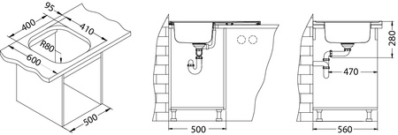 CLASSIC Pro 30 SAT 80x60 1K zlew nakładany z ociekaczem + syfon