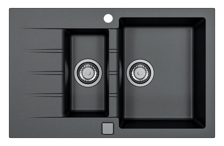 CADIT 70 kol. 91 CZARNY (790x500) zlew Granital 1,5 kom. z syfonem POP-UP 3 1/2"