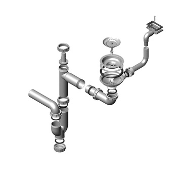 SYFON Fi 114 pojedynczy z przelewem horyzontalnym , metalowy przelew