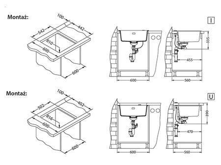 QUADRIX 50 colors. 02 pebble (56x46) Granital+ sink with POP-UP siphon