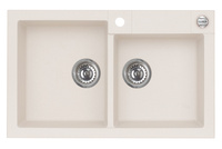 ROCK 90 kol. 11 biały (78x48) zlew Granital 2kom. z syfonem POP-UP