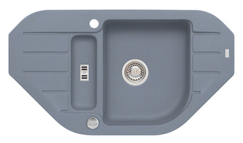 NIAGARA 60 kol. 04 steel (90x50) Granital+ zlew narożny 1,5kom. z syfonem POP-UP