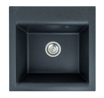 MIJA 10 kol. 91 CZARNY zlew Granital 1 kom (50x50x18) + syfon manualny + bateria FLEXA