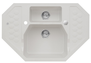 SENSUAL 60 kol. 11 biały (90x61) zlewl Granital+ narożny 1,5kom. z syfonem POP-UP