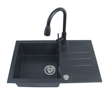 ROCK 130 kol. 05 twilight (78x48) zlew Granital+ 1 kom. z syfonem POP-UP + Bateria PRIMROSE, kolor twilight 